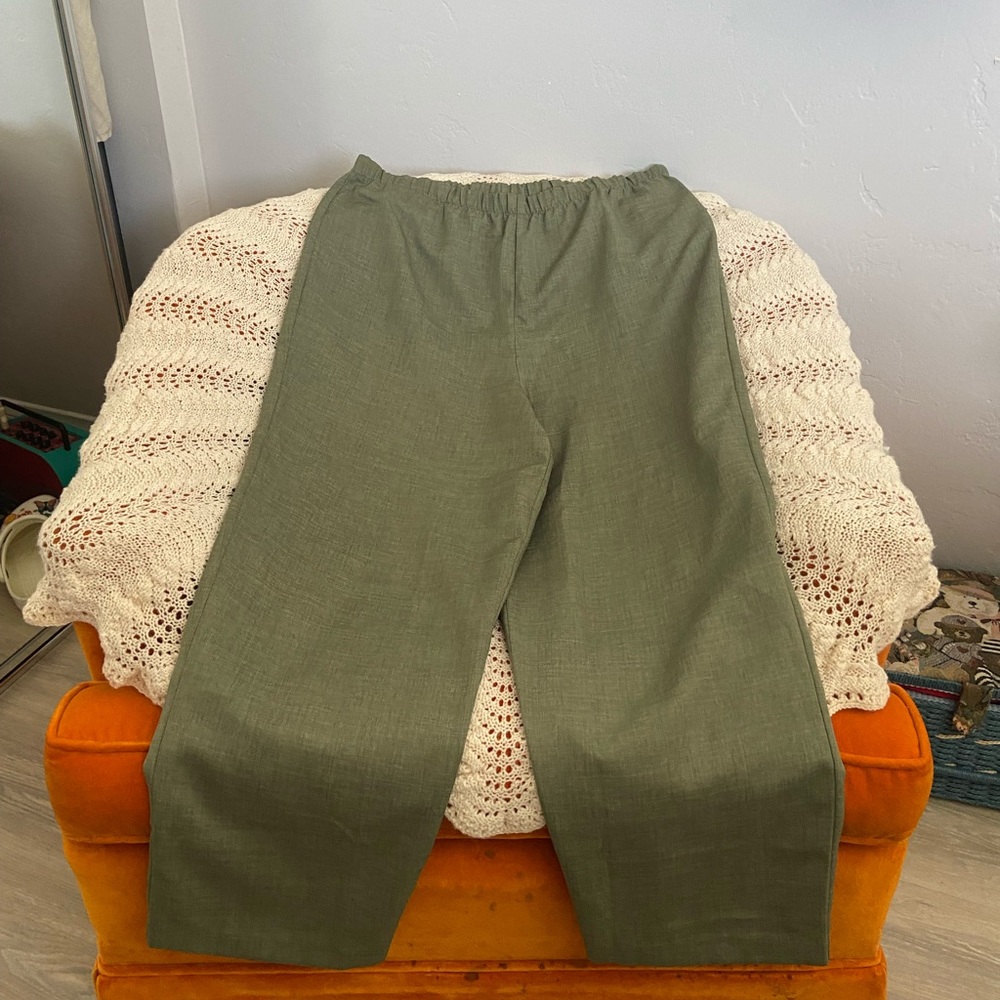 Green Straight Leg Trousers